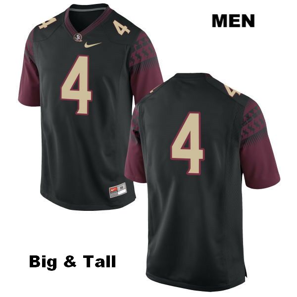 Men's NCAA Nike Florida State Seminoles #4 Tarvarus McFadden College Big & Tall No Name Black Stitched Authentic Football Jersey TTR1869IC
